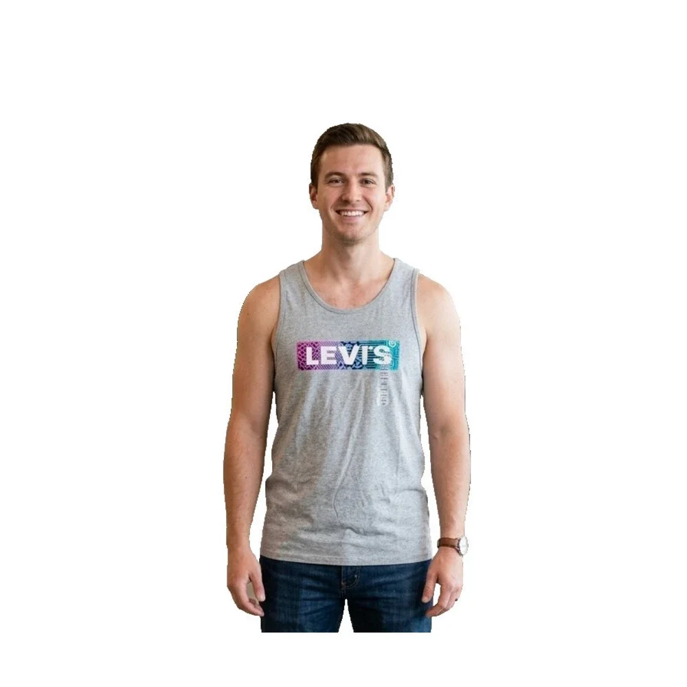 NWT Levi's Mens Heather Gray Graphic Logo Lightweight Sleeveless Tank Top Size L